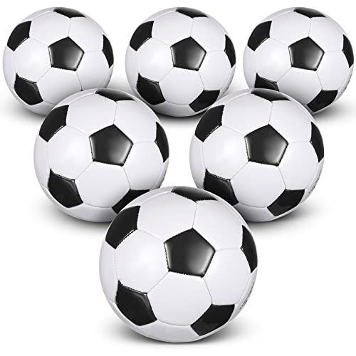 Deekin 6 Pcs Soccer Ball Bulk with Pump Teamwork Outdoor Sport Game Training Soccer Ball Bulk for School Sport Teen Adult Child - color: Black, size: Size 3