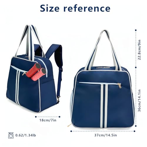 Pickleball Bag for Women Men, Large Pickleball Backpack with Shoe Compartment, Pickle Ball Bag with Paddle Cover Pocket Holds 2 Paddles - color: Navy Blue
