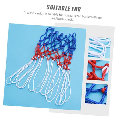 Tricolor Nylon Basketball Net Replacement 4pcs Portable Sturdy Outdoor Basketball Mesh for Competition and Backyard Hoop Use