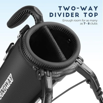 Findway Golf Stand Bag, Small Golf Bag for The Driving Range, Par 3 and Executive Courses, Lightweight Golf Club Carry Bag with Ball Holder and Pockets for Men Women - color: Pure Black