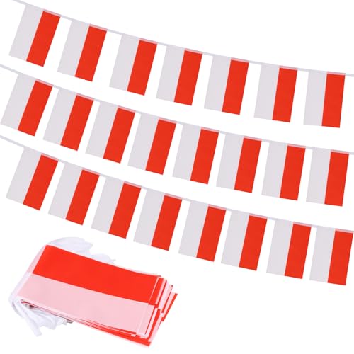 Poland Flag Banner, Small Mini Polish Flags Patriotic Decoration for Party, Classroom, Sports Events, 33 Feet 30 Flags - color: Poland