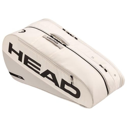 HEAD Tour Racquet Bag L (9R) Tennis Bag - Holds Up to 9 Racquets, CCT+ Climate Control Technology, 2 Main Compartments, Shoe Pocket & Backpack Carry System - color: White