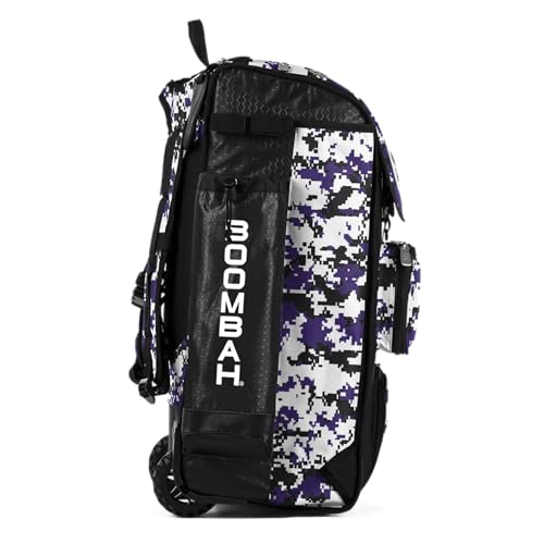 Boombah Catchers Superpack Hybrid Rolling Digital Camo Bat Bag - Multiple Colors - Wheeled & Backpack Version - color: Black/Purple