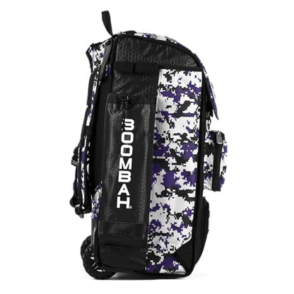 Boombah Catchers Superpack Hybrid Rolling Digital Camo Bat Bag - Multiple Colors - Wheeled & Backpack Version - color: Black/Purple