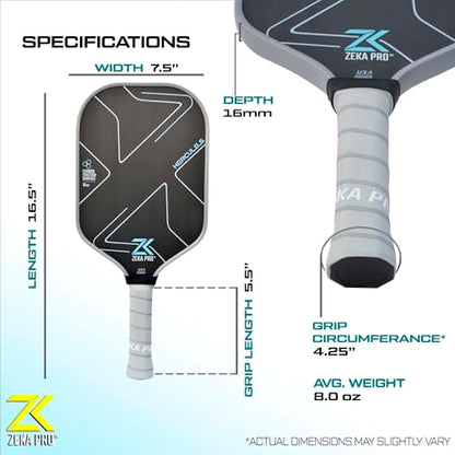 T700 Raw Carbon Fiber Pickleball Paddle, 16mm Pp Core, Phenomenal Grit for top Spin, Thermoformed w/Foam Infused Walls, Elongated Design w/Power & Control, Extra Large Sweet Spot & Premium Grip