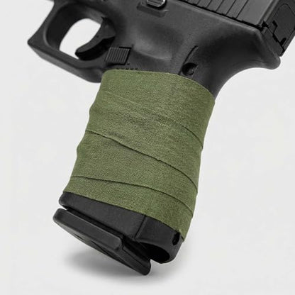 2 Rolls Magsaddle Gun Grip Tape, Non-Reflective, No Residue Goon Grip Tactical Tape for Pistol, Handgun, Rifle, Sports, Tool, Pull Up Bars, Handles, Bats, Rackets, Gym Equipment, Handrails - color: OD Green