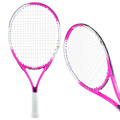 Senston Kids Tennis Racket Set (17 & 23 Inch) - 1 Pack Junior Tennis Racquet, Lightweight Aluminum Frame, Includes Cover - color: pink, size: 23 inch