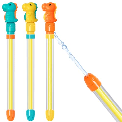 Dsmile 3 Pcs Water Gun for Kids Adults,Plastic Handle Outdoor Swimming Pool Beach Summer Fun Party Games for Girls Boys Teens Adults - style: Squirt nozzle(Dinosaur)*3