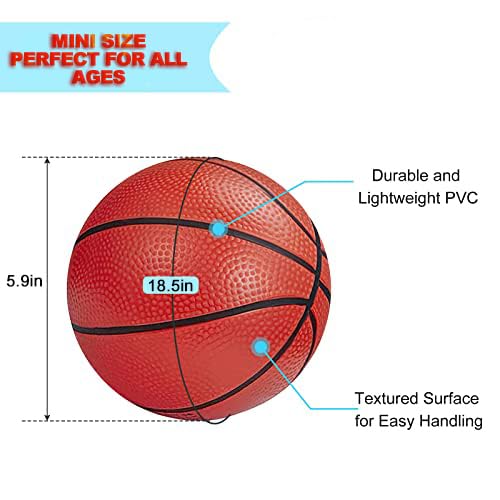 Mini Basketballs Orange 2 Pack 5" Set with Pump Needle Durable Material for Mini Hoop 3+ Years Toddlers Kids Teenagers for Pool Indoors Outdoors