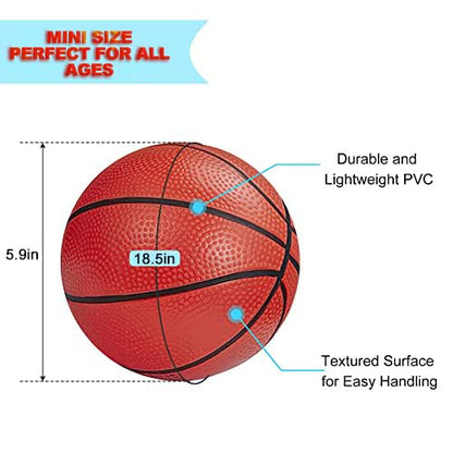 Mini Basketballs Orange 2 Pack 5" Set with Pump Needle Durable Material for Mini Hoop 3+ Years Toddlers Kids Teenagers for Pool Indoors Outdoors