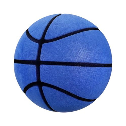 Silent Basketball, Quiet Basketball High Density Foam No Noise Sculpted Groove Bouncing Ball with Net Bag - color: Blue, size: 8.3 Inch