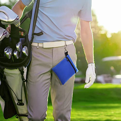 Golf Tee Pouch, 5.62 X 6.87 Inch Professional Zipper Golf Tee/Ball Pouch Bag with Metal Lobster Claw Clip - color: Royal Blue