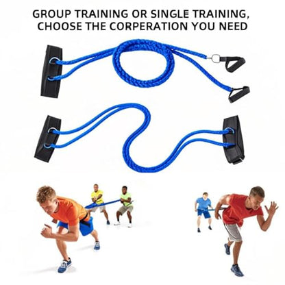 Resistance Speed Training Set, 8pcs Exercise Explosive Force Bounce Physical Equipment Double Rope Improve Agility Power Strength for Jumping Basketball Tennis Football Volleyball - color: Blue-6.6ft