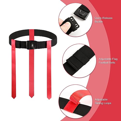 Flag Football Belts Kids, 14 Player Adjustable Flag Football Set with 42 Flags for Youth, Teens, Youth and Adults Sports Training Equipment, Easy Tear Away
