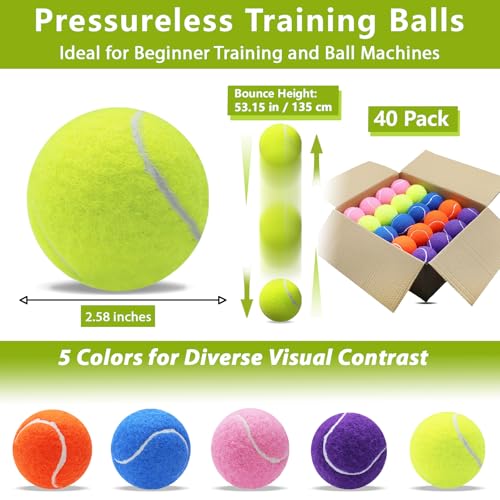 Tennis Balls,8/18/40/90 Pack Training Tennis Balls Practice Balls with Mesh Bag for Easy Transport, Pet Dog Playing Balls, fit for Beginner Training Ball