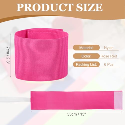 Captain Armbands, Adjustable Leader Arm Bands for Soccer Elastic Team Sport Arm Band-Fitting for Football/Volleyball/Rugby - color: Rose Red