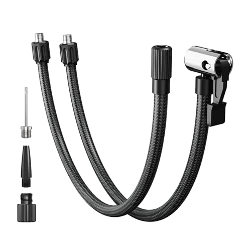 LEXIN Tire Inflator Hose Extension, Lock-On Air Chuck with Hose and Presta Valve Adapter Ball Needle, Air Compressor Twist On Convert to Lock On Connection, Compatible with LEXIN P5/P4
