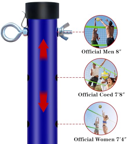 Volleyball Net Outdoor - Portable Volleyball Set for Backyard with Professional Volleyball Net, Wrap Yarn Volleyball and Pump, Boundary Line, Carry Bag - style: Basic-32FT(Blue&Green)