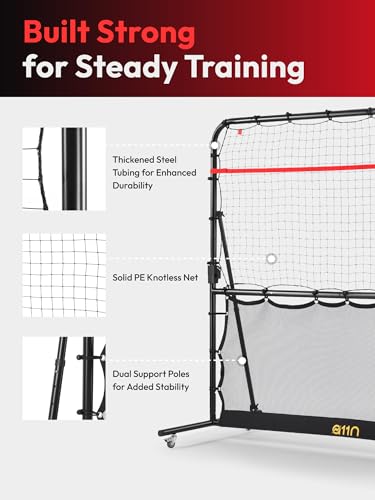 A11N SPORTS Pickleball Rebounder with Adjustable Angles & 360° Wheels – Practice Rebounder for Forehand, Backhand, Dinks, Volleys – Ideal for Indoor Garage or Outdoor Driveway
