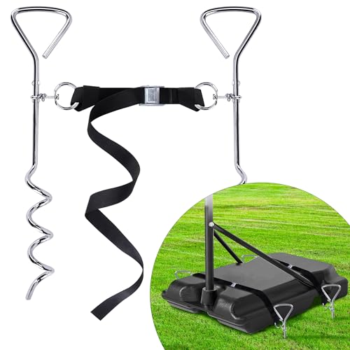 RunNico Basketball Goal Anchor, Heavy Duty Basketball Hoop Tie Down Kit, Court Setup Ground Stakes with Adjustable Straps for Basketball Mounting Trampoline Swing Tent - color: 1 set