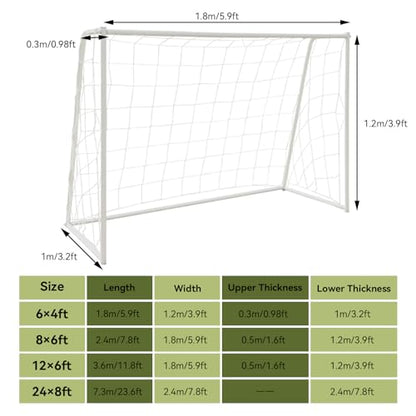 Soccer Goal Net, Sports Soccer Replacement Goal Nets Football Net Soccer Netting for Backyard Games and Training for Adults and Youth Soccer Practice, White - size: 6X4FT