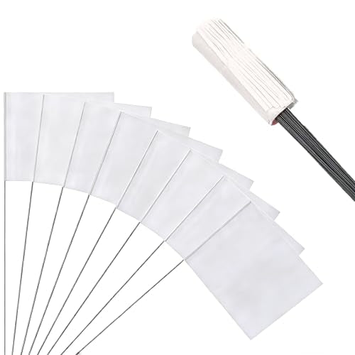 50Pack White Marking Flags, JIZHGRAD 13x4x5 Inch Marker Flags Use for Yard & Lawn, Boundary & Dog Training, Survey & Landscape, Sprinkler & Surveyor, Garden & Construction, High Visibility, Sturdy, Versatile, UV & Weather Resistant - color: White