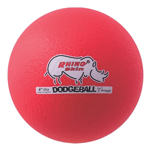 Champion Sports® Rhino Skin® Low Bounce Dodgeball Sets & Singles for Playground, PE, Backyard & League Games – Team Sports Equipment for Youth & Adults - color: Neon Red, size: 6 Inch - Single Ball
