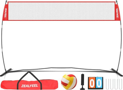 ZEALFEEL Volleyball Net, 12ft/20ft Volleyball Training Net for Backyard Height Adjustable, Portable Freestanding Practice Net for Hitting & Serving Drills, Pop up Net with Carry Bag for Indoor Outdoor - size: 12 FT Volleyball Net Set
