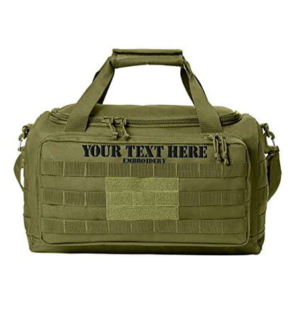 Tactical Gear bag Heavy Duty Duffel Gym bag/Tactical Backpack Custom Embroidered with your own text (Olive Drab Green) - color: Olive Drab Green