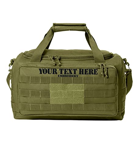 Tactical Gear bag Heavy Duty Duffel Gym bag/Tactical Backpack Custom Embroidered with your own text (Olive Drab Green)