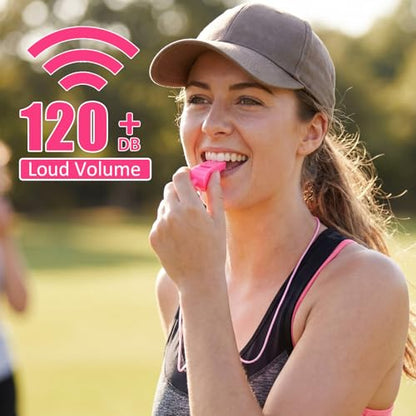 Flutesan 48 Pcs Whistles Bulk with Lanyard Sports Loud Crisp Sound Whistles for Coach Referees Training Emergency - color: Pink