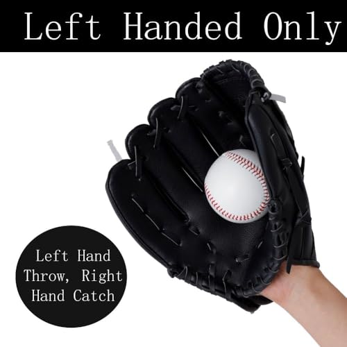 Urby Left Handed Baseball Glove, Left Handed T Ball Glove for Lefty, Left Hand Throw Only. T-Ball & Youth Baseball Gloves. - color: Black, size: 10.5in Age 4-7