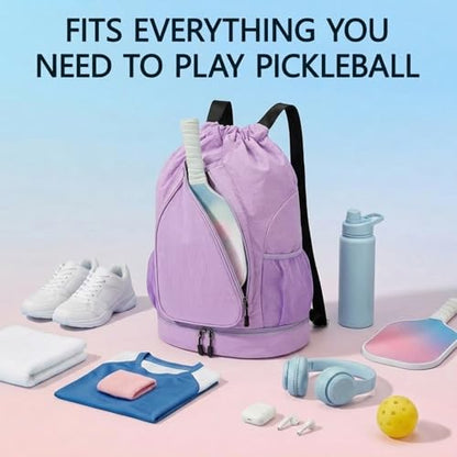 Pickleball Backpack for Women, Fit 2 to 4 Paddles, Pickleball Backpack with Shoe Compartment, Pickle Bag as Gifts for Beginner, Large Capacity Pickle Ball Bag with Paddle Cover Pocket - color: Purple