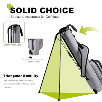 uniHimal Golf Lightweight Stand Carry Bag– Easy to Carry and Durable Pitch n Putt Golf Bag for The Driving Range, Par 3 and Executive Courses–31.5 inches Tall - color: Grey