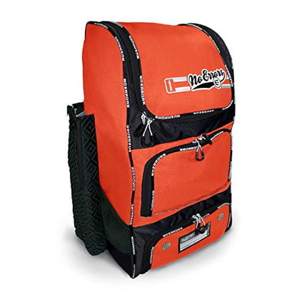 No Errors Top Pick Baseball Backpack for Kids - Heavy Duty Youth Baseball and Softball Bag with Fence Hooks - Dual Glove and Bat Compartments - color: Orange