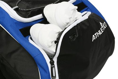 Athletico Baseball Bat Bag - Backpack for Baseball, T-Ball & Softball Equipment & Gear for Youth and Adults | Holds Bat, Helmet, Glove, & Shoes |Shoe Compartment & Fence Hook - color: Blue