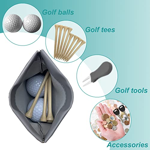 Golf Tee Pouch Bag, Zipper Golf Ball Bag, Accessory Pouch for Men - color: Grey