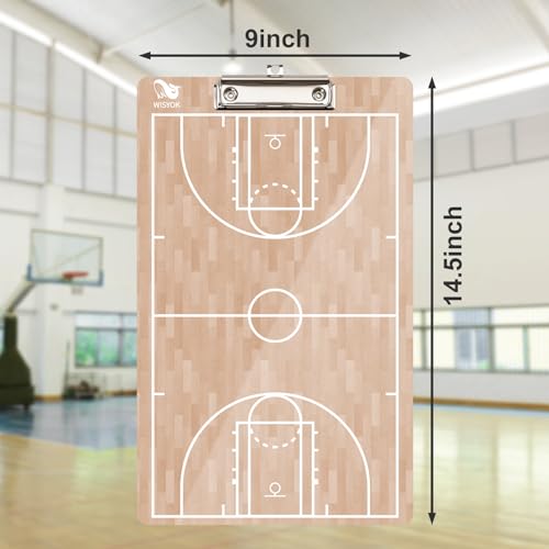 WISYOK Double-Sided Basketball Coaching Clipboard, Dry Erase Board for Coaches, Ideal Basketball Coach Gift - style: Basketball