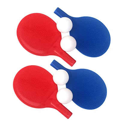 BESPORTBLE 2 Sets Table Tennis Racket Set with Balls Lightweight Plastic Outdoor Pong Paddles for Beginners Parent Play Safe Smooth Edges Red Blue