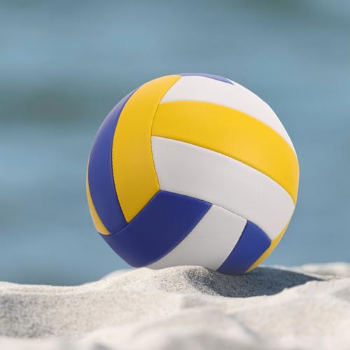 Hemoton Soft Volleyball Indoor Training Ball 1.6mm Thick White Blue Yellow Sports Practice Volleyball for Adult Entrance Examination and General Use