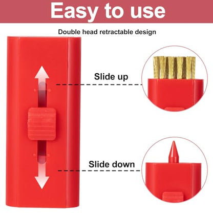 PAGOW 2 Pack Retractable Golf Club Cleaner Brush, Portable Double-Sided Golf Club Brush Groove Cleaner-Multicolor - color: Red