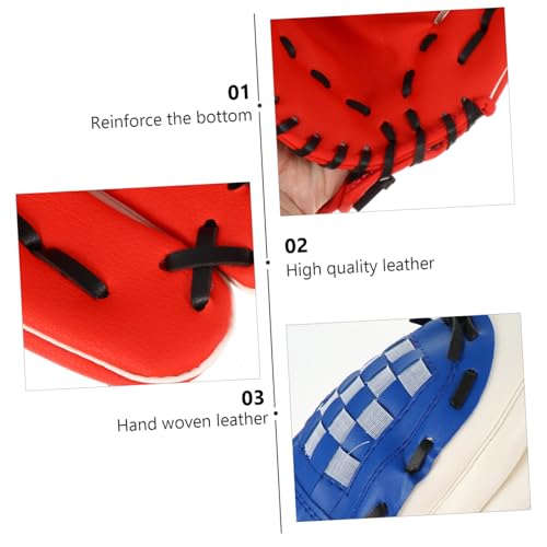 Yardwe PU Leather Baseball Glove Infielder Pitcher Training Protective Mitt Red Flexible Thickened Cushioning for Youth and Adult Players