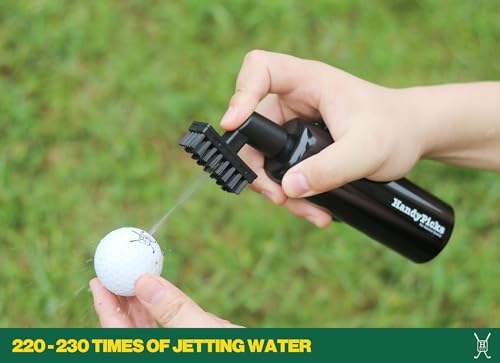 Handy Picks Golf Club Cleaner with Water Bottle Holds 5.5 OZ, Heavy Duty Metal Retractable Magnetic Clip, Waffle Microfiber Golf Towel, Ideal Water Brush Combo - color: Black