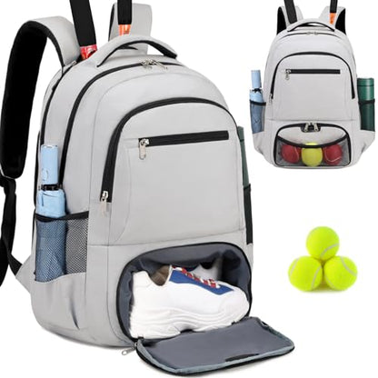 ACESAK Tennis Backpack Tennis Bag for Women Men - Tennis Bag Holds 2 Rackets, Badminton Squash, Pickleball Paddles Balls - color: Grey