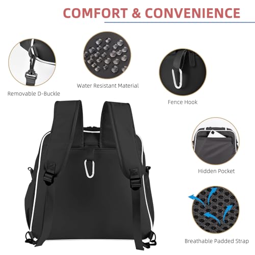 Pickleball Bag Pickle Ball Backpack for Women,Pickleball Accessory Tote Sport Equipment Bag Machine Washable with Shoe Compartment,Wet Pocket,Adjustable Shoulder Strap Fence Hook,Great Gift 30L-Black - color: Black