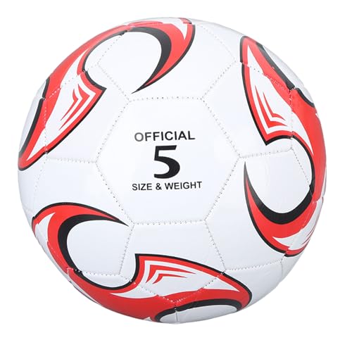 Fydun Size 5 Soccer Ball, PVC for Competitions Training Exams Ball, Liner Official Balls Indoor Outdoor Play and Rubber Tight Nylon Yarn Red - color: Red