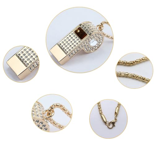 Whistle,Rhinestone Sports Whistle with Keychain for Coach/Referee/Training/Lifeguard/Teachers(Gold) - color: White