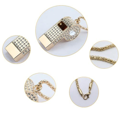 Whistle,Rhinestone Sports Whistle with Keychain for Coach/Referee/Training/Lifeguard/Teachers(Gold) - color: White