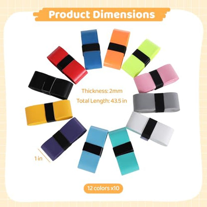 OMISTAR 120 PCS Tennis Racket Overgrips, 12 Colors Badminton Racket Overgrip Bulk, Soft Tennis Racket Grip Tape, Anti-Slip and Absorbent Grip Tape for Pickleball Racquets, Bike Handlebar, Fishing Rod