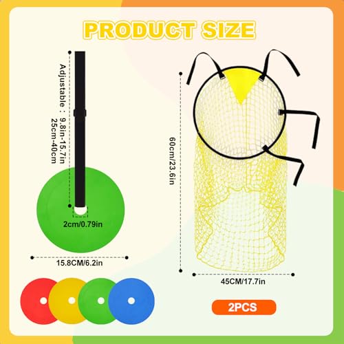 6 Pcs Football Target Net Set Soccer Goal Targets with Adjustable Straps, Corner Soccer Train Goal for Shooting Accuracy Training Top Bins Soccer Target Goal for Lacrosse, Hockey, Football